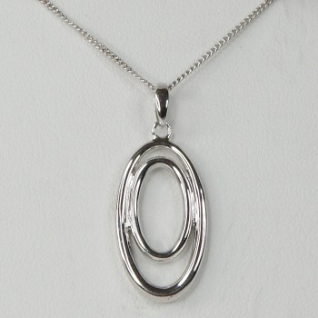 Sterling Silver Double Oval Loop Pendant and Chain